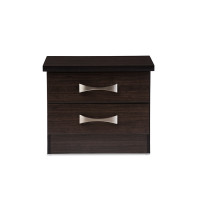 Baxton Studio BR888004-Wenge Colburn Modern and Contemporary 2-Drawer Dark Brown Finish Wood Storage Nightstand Bedside Table